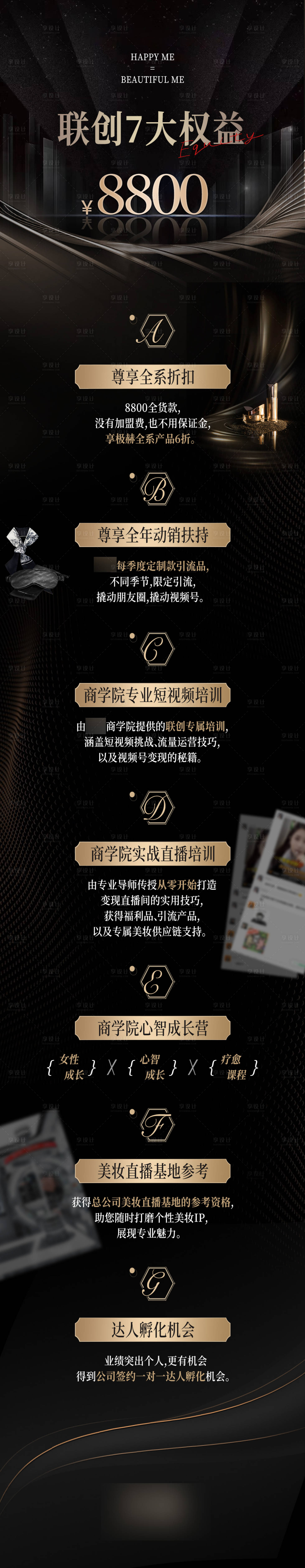 源文件下载【享设计】搜索编号：81940022608419917【黑金招商权益活动长图】