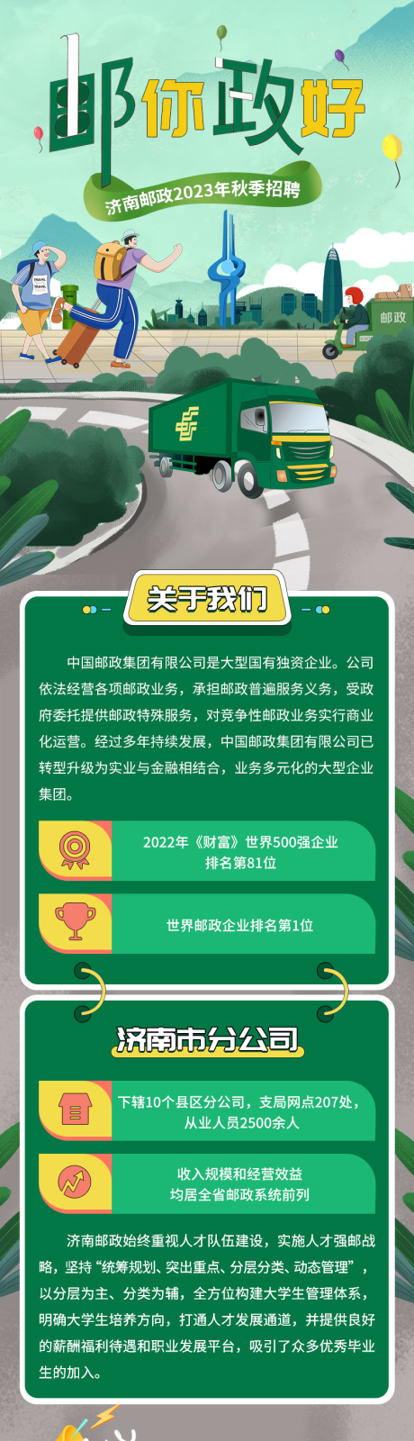 编号：50940022896801087【享设计】源文件下载-济南邮政校园招聘长图专题设计