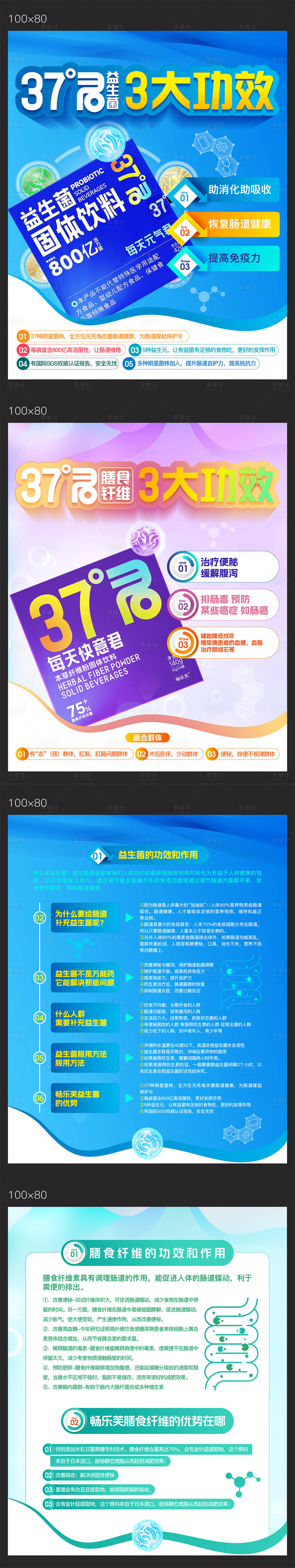 源文件下载【享设计】搜索编号：84340022757219305【益生菌功效系列展板】