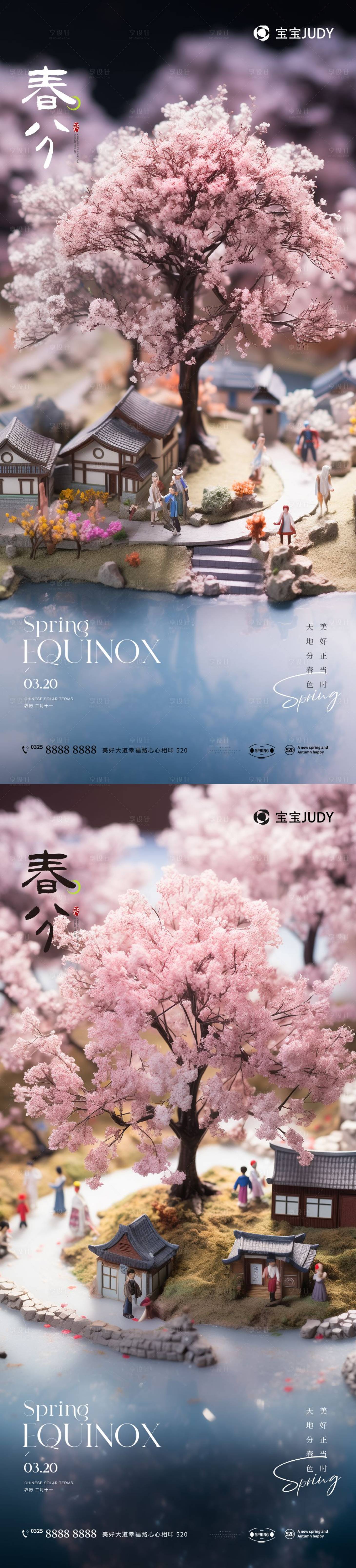 源文件下载【享设计】搜索编号：17020022443279498【春分节气系列海报】