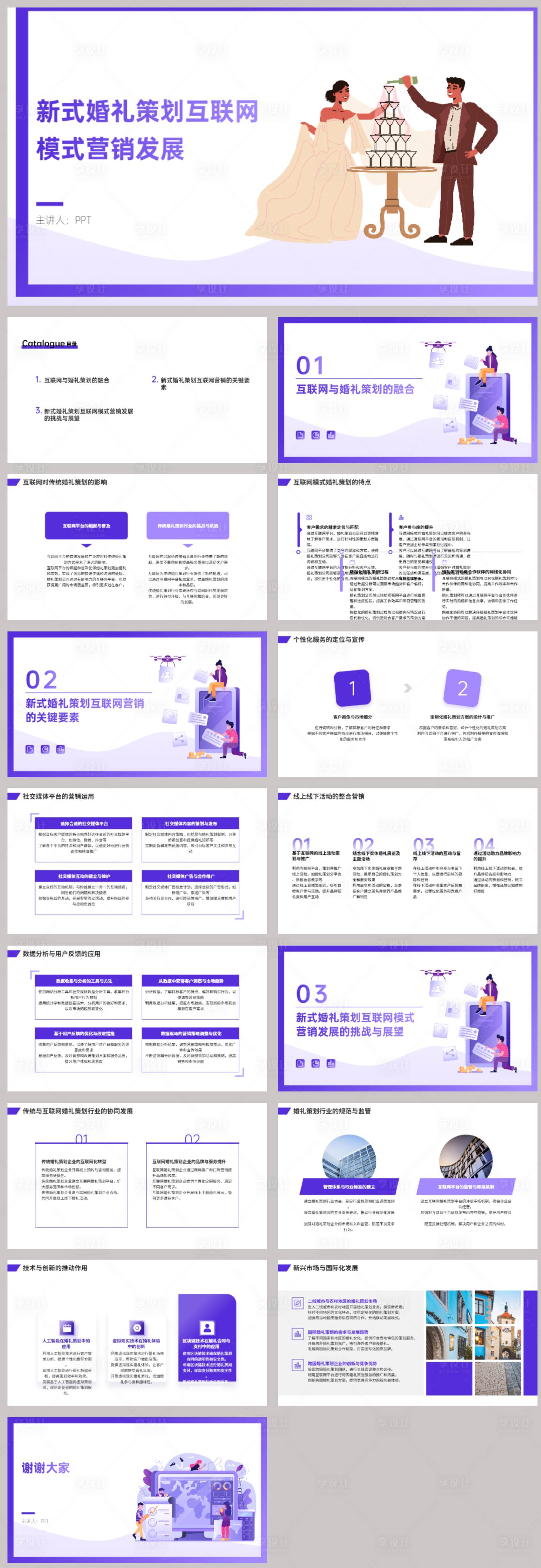 源文件下載【享設計】搜索編號：50220022396367660【新式婚禮策劃互聯網模式營銷發展PPT】