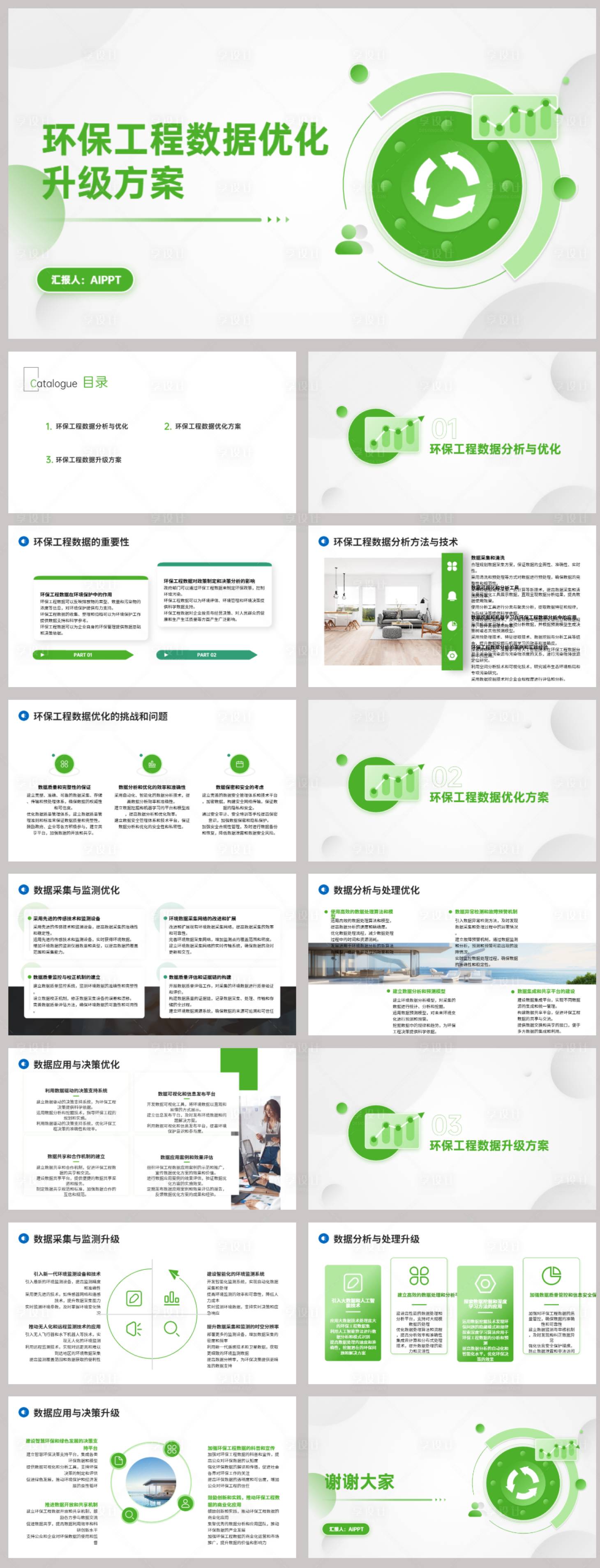源文件下载【享设计】搜索编号：92870022243169706【环保工程数据优化升级方案PPT】