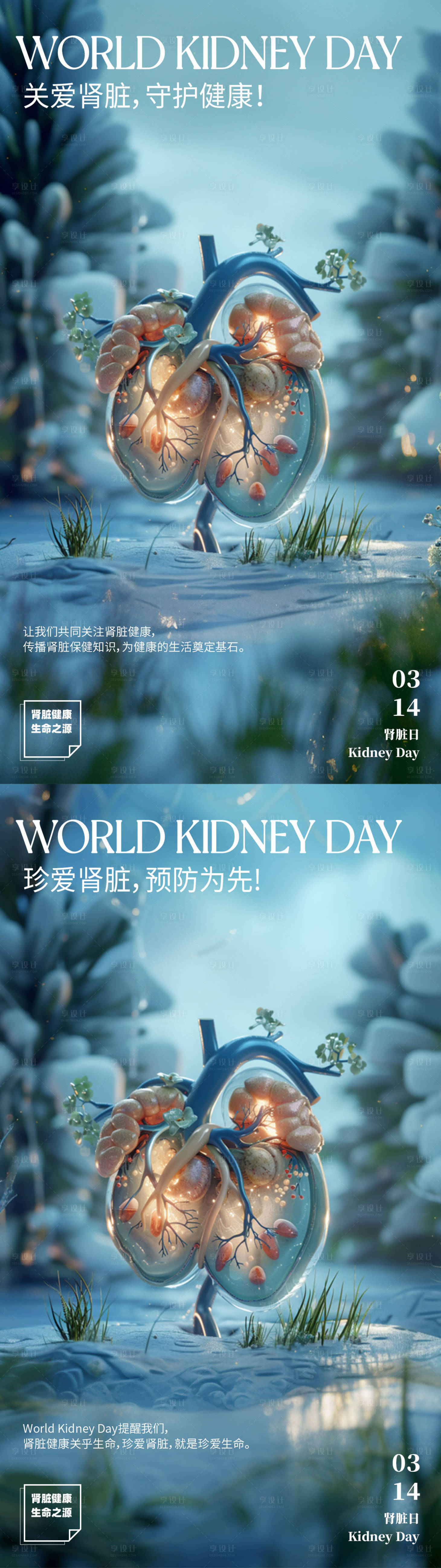 源文件下载【享设计】搜索编号：24180022474011131【世界肾脏日创意海报】