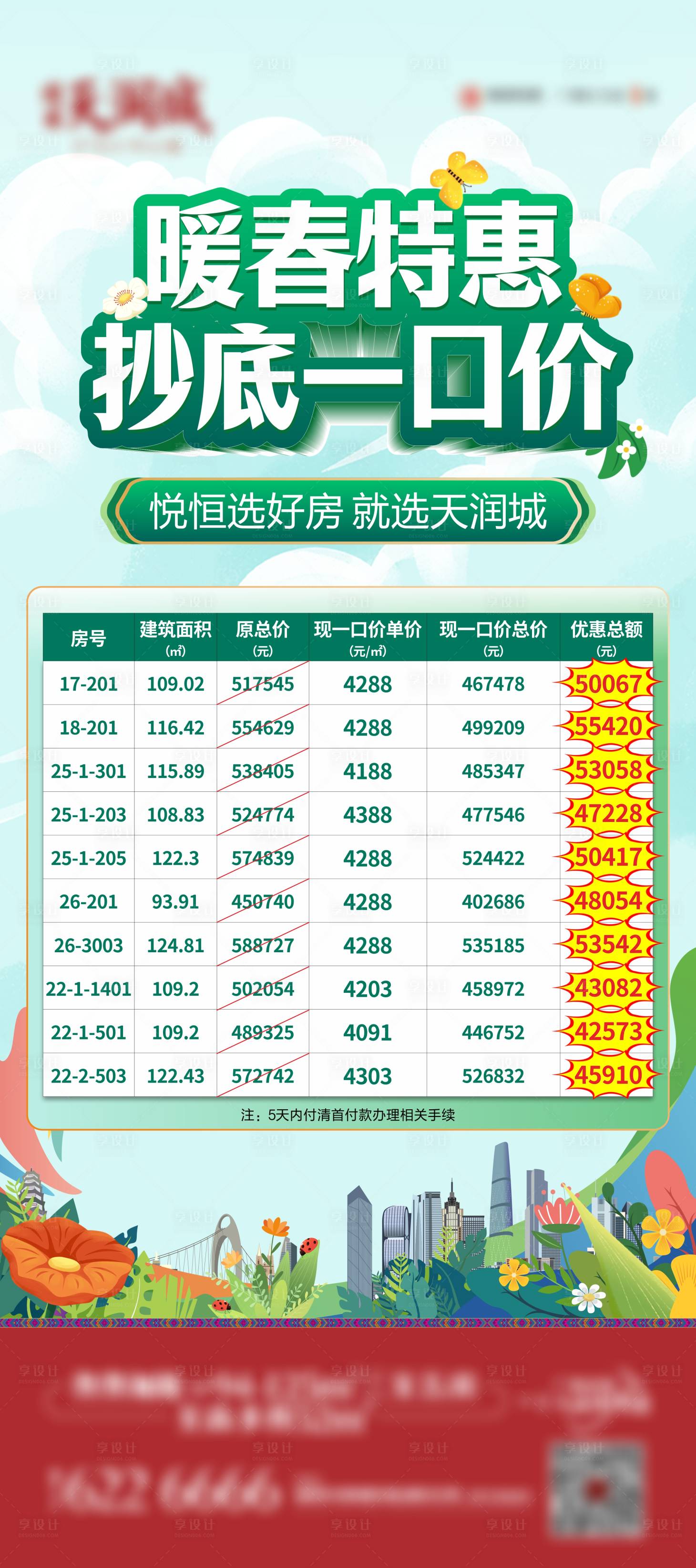 源文件下载【享设计】搜索编号：65940022672686662【地产暖春特惠一口价展架】