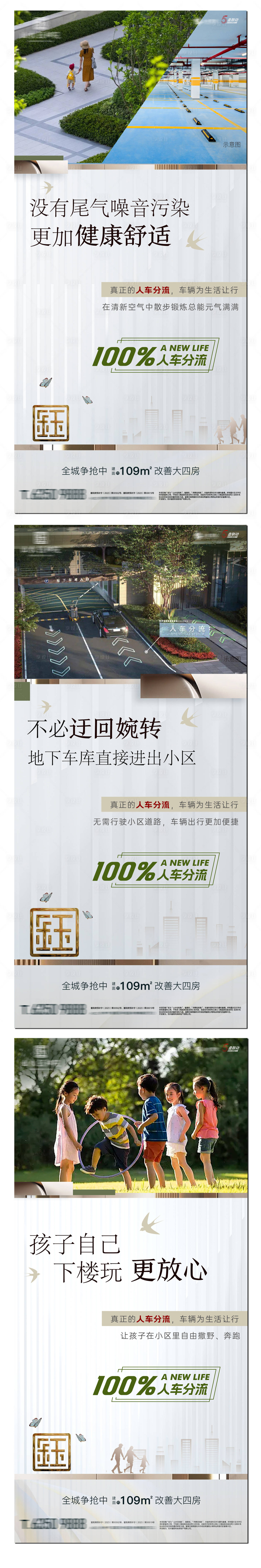 源文件下載【享設(shè)計】搜索編號：47980022773798144【地產(chǎn)人車分流價值點(diǎn)系列海報】