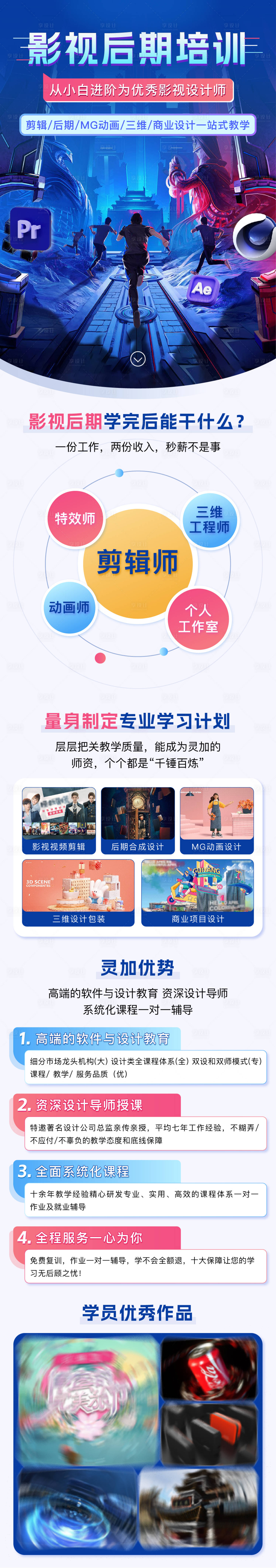 源文件下载【享设计】搜索编号：60160022621927454【影视后期培训招生长图 】