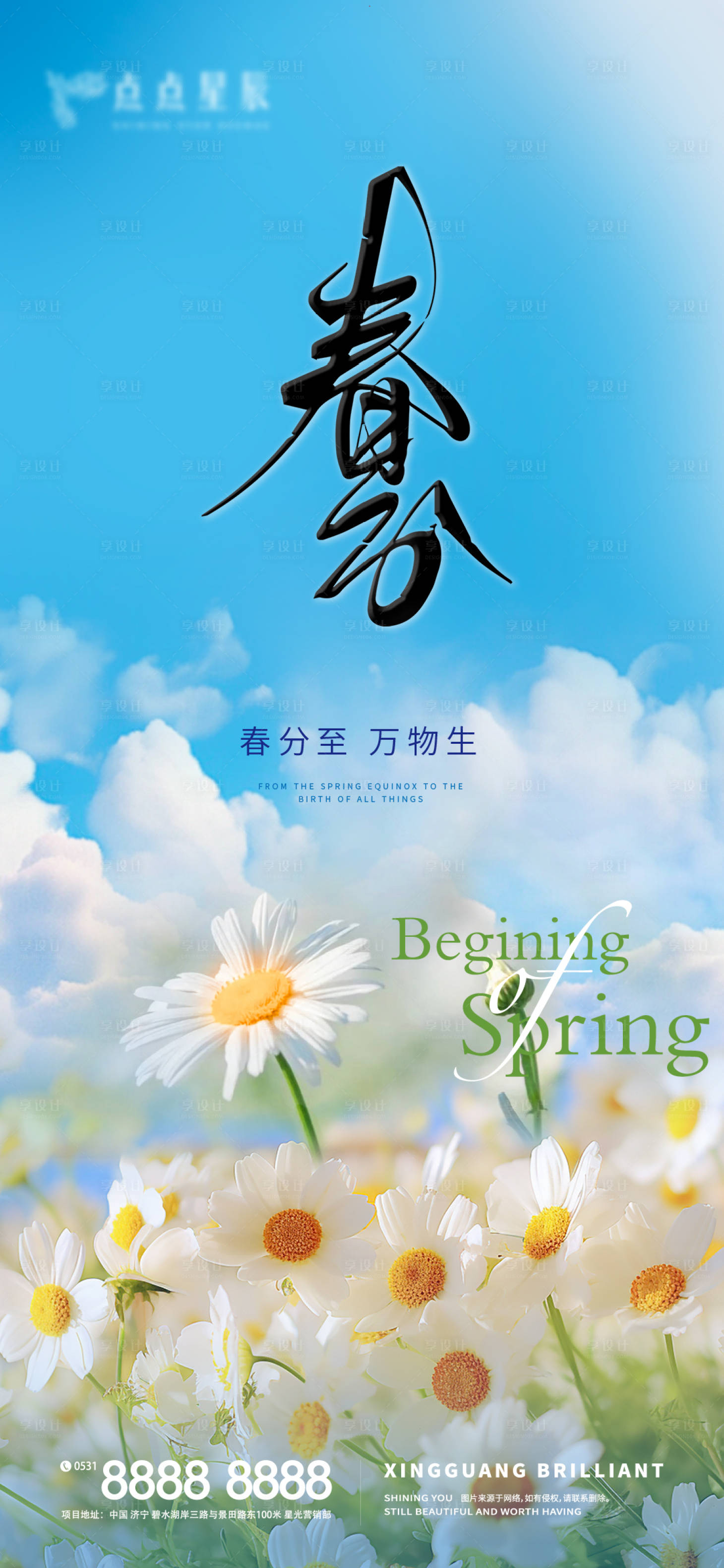 源文件下载【享设计】搜索编号：15330022582312386【春分清新小邹菊节气海报】