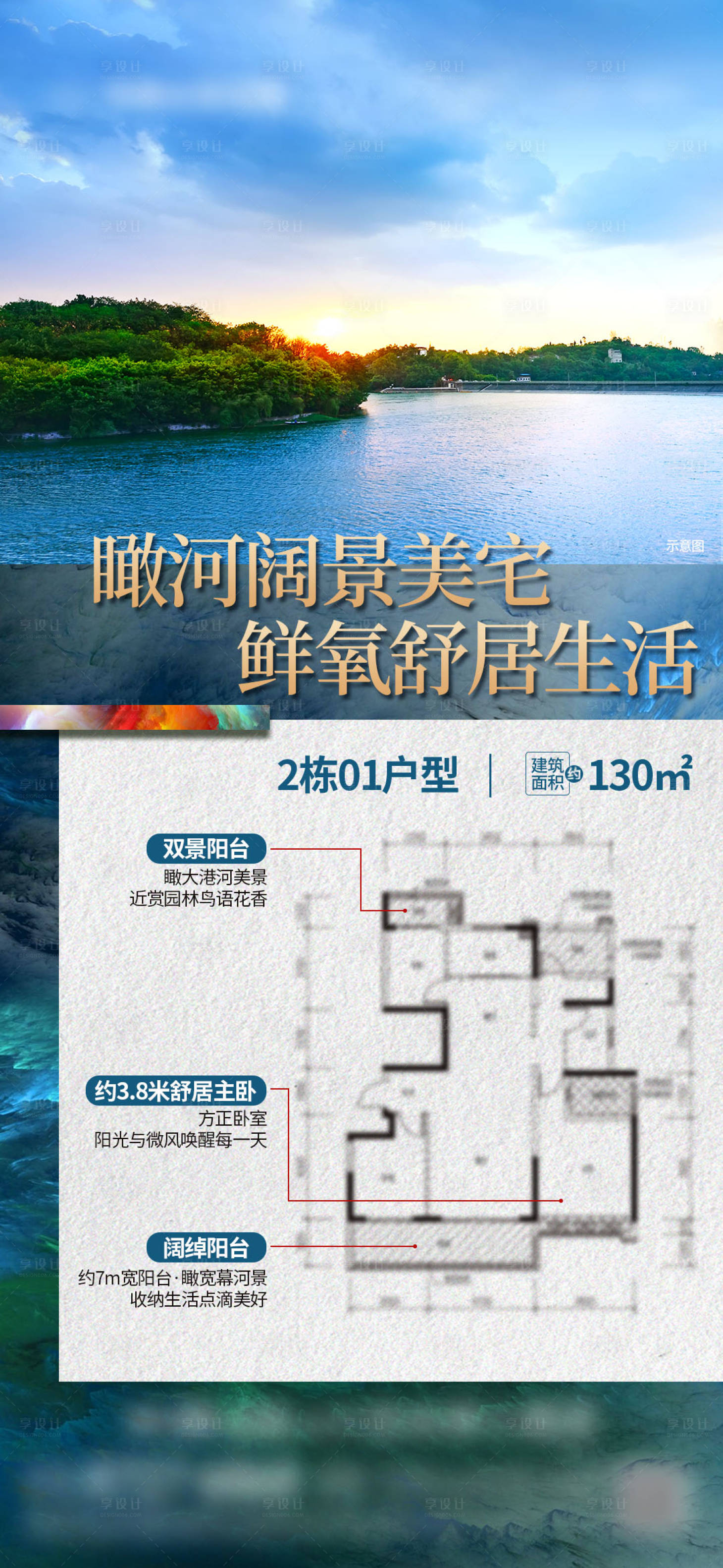 源文件下載【享設(shè)計】搜索編號：95920023393971438【瞰河情景戶型單圖】