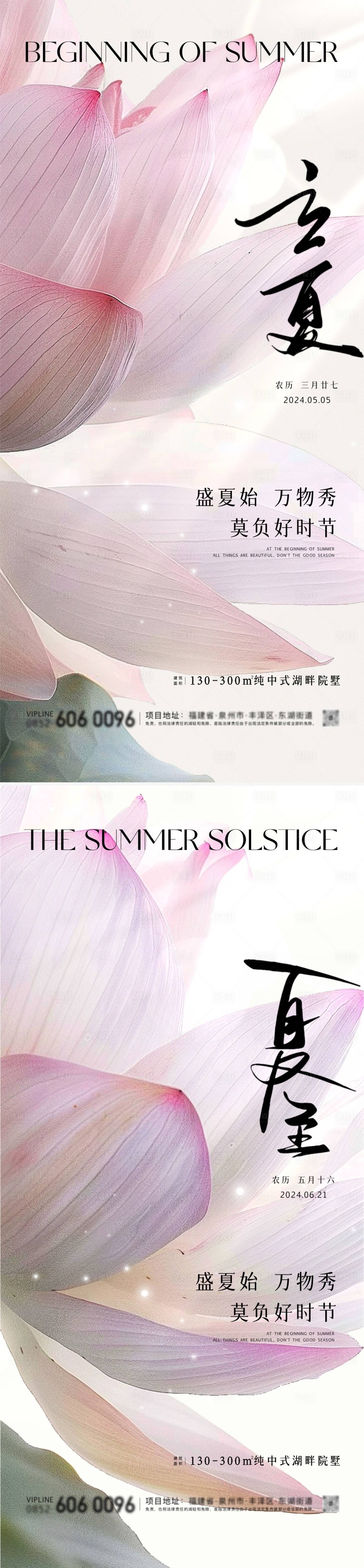 源文件下載【享設計】搜索編號：47680023524901748【立夏夏至節氣荷花唯美海報】