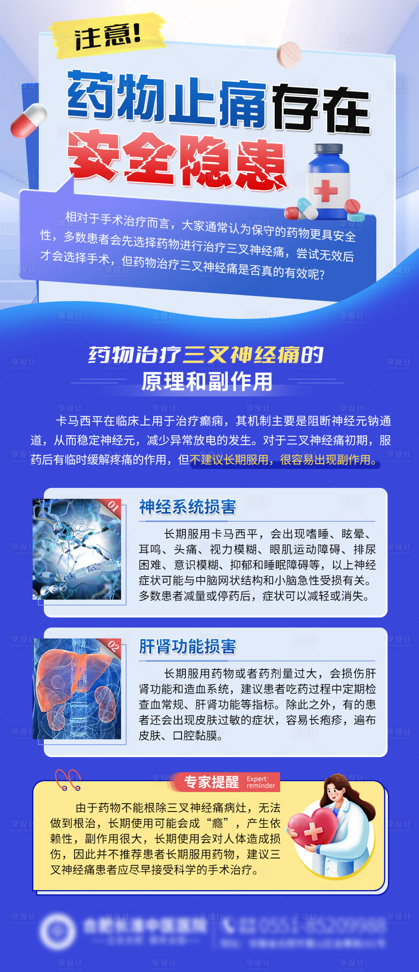 源文件下载【享设计】搜索编号：47630023154825709【药物止痛安全隐患科普海报】