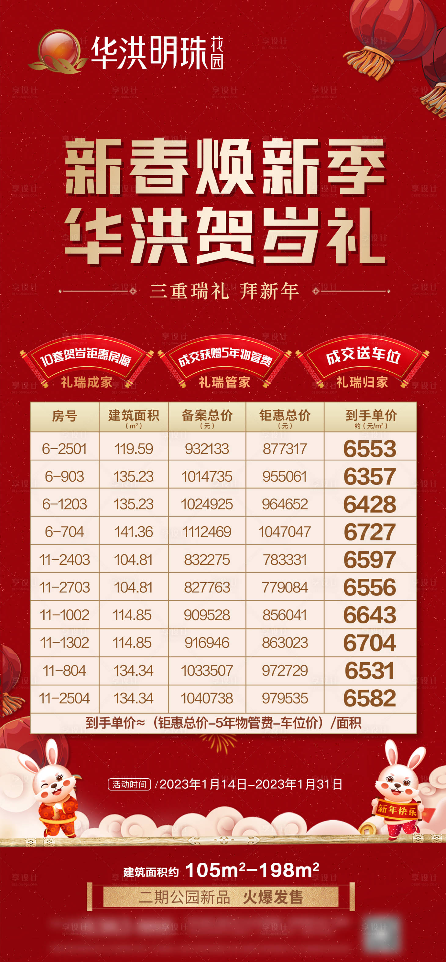 源文件下載【享設計】搜索編號：53240023405714906【新春賀歲禮房源表海報】