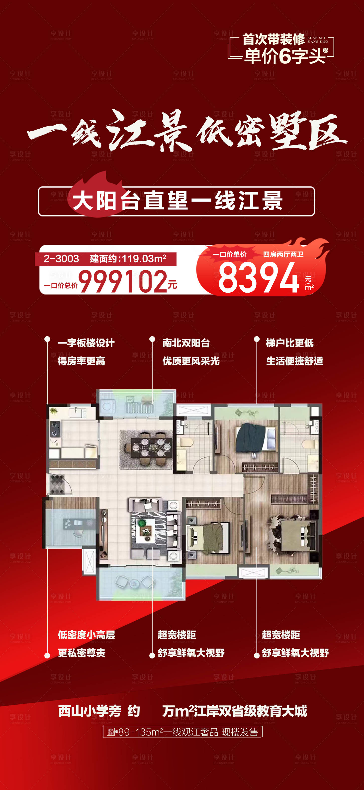源文件下載【享設計】搜索編號：54850023583793893【一線江景房五一周末特價房源紅金海報】