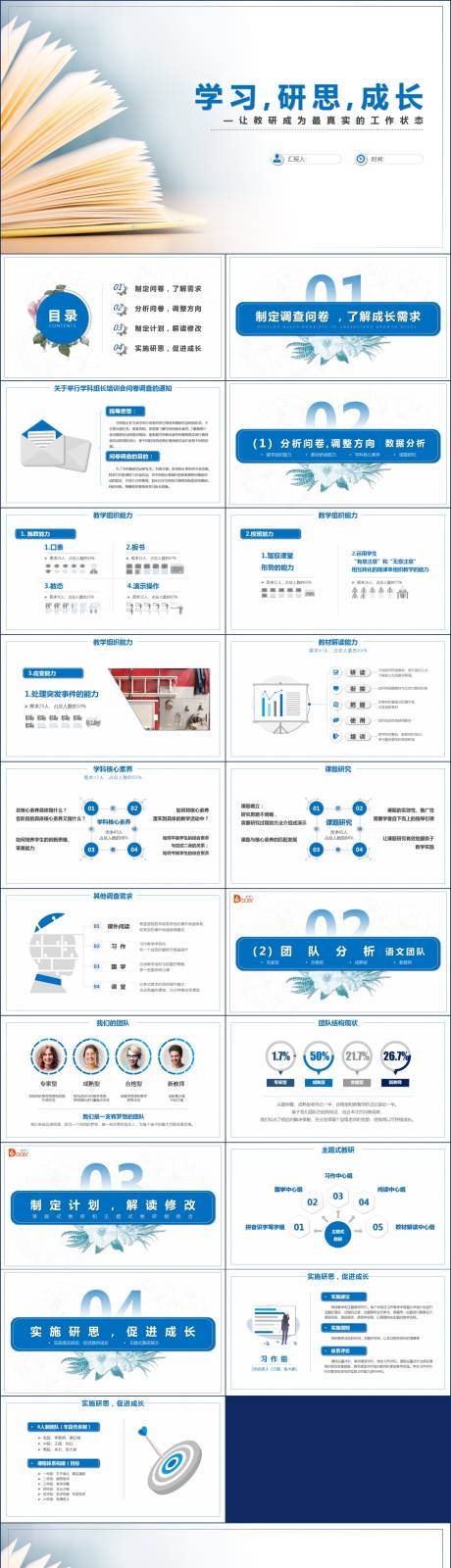 源文件下载【享设计】搜索编号：58790023025497473【白色学习研思成长教育工作汇报PPT】