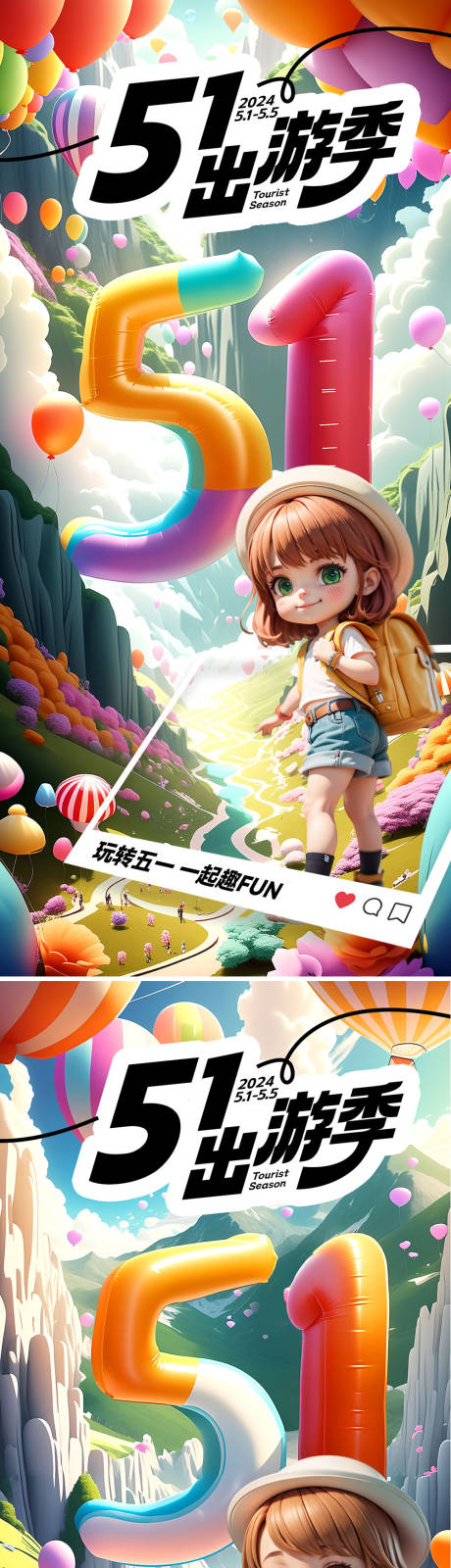 源文件下载【51劳动节旅游海报】编号：13750023308106384