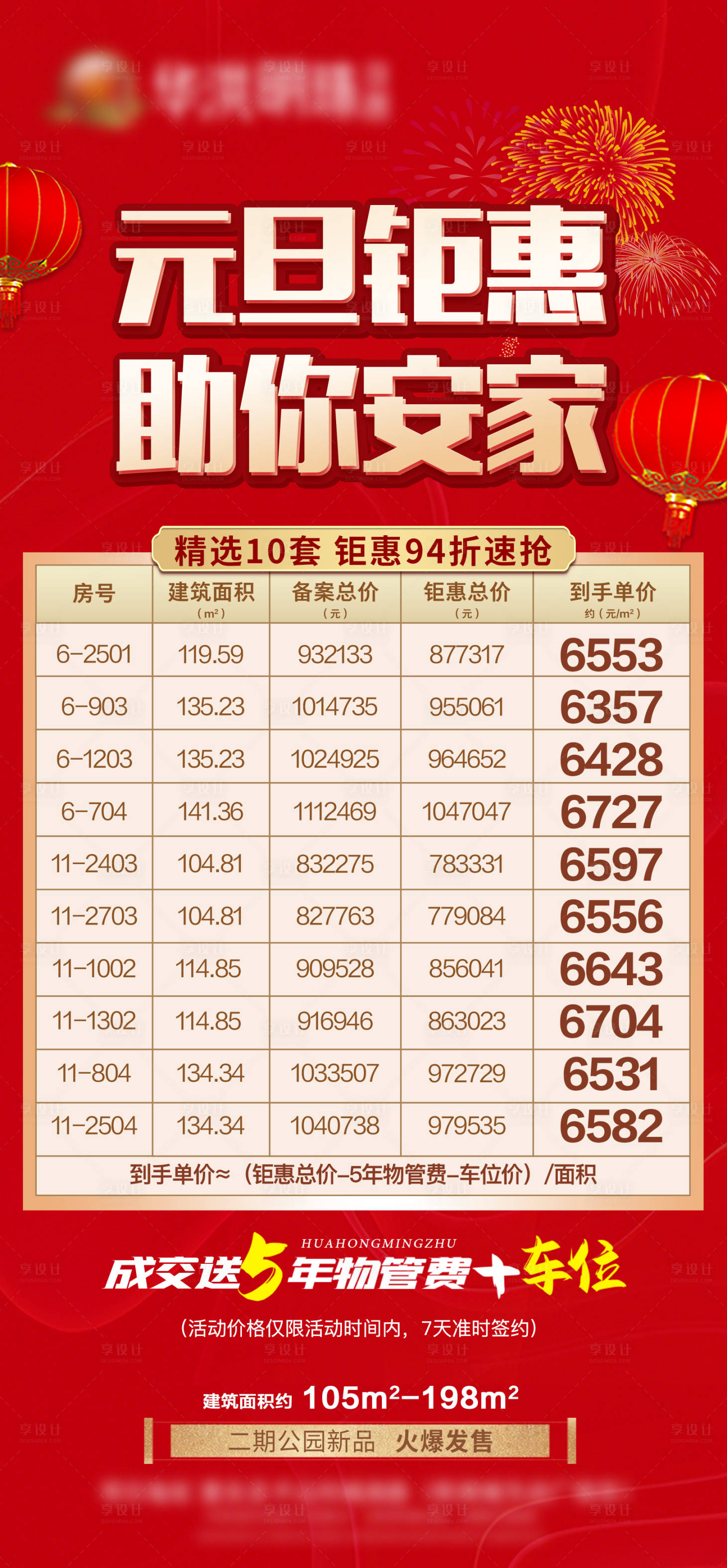 源文件下載【享設計】搜索編號：13200023405702074【元旦鉅惠房源表海報】