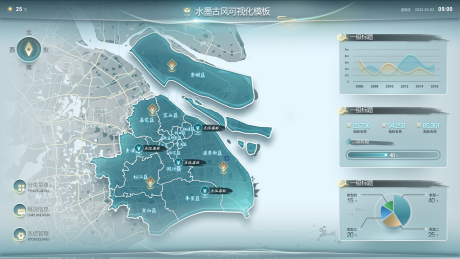 上海市水磨古风可视化大屏