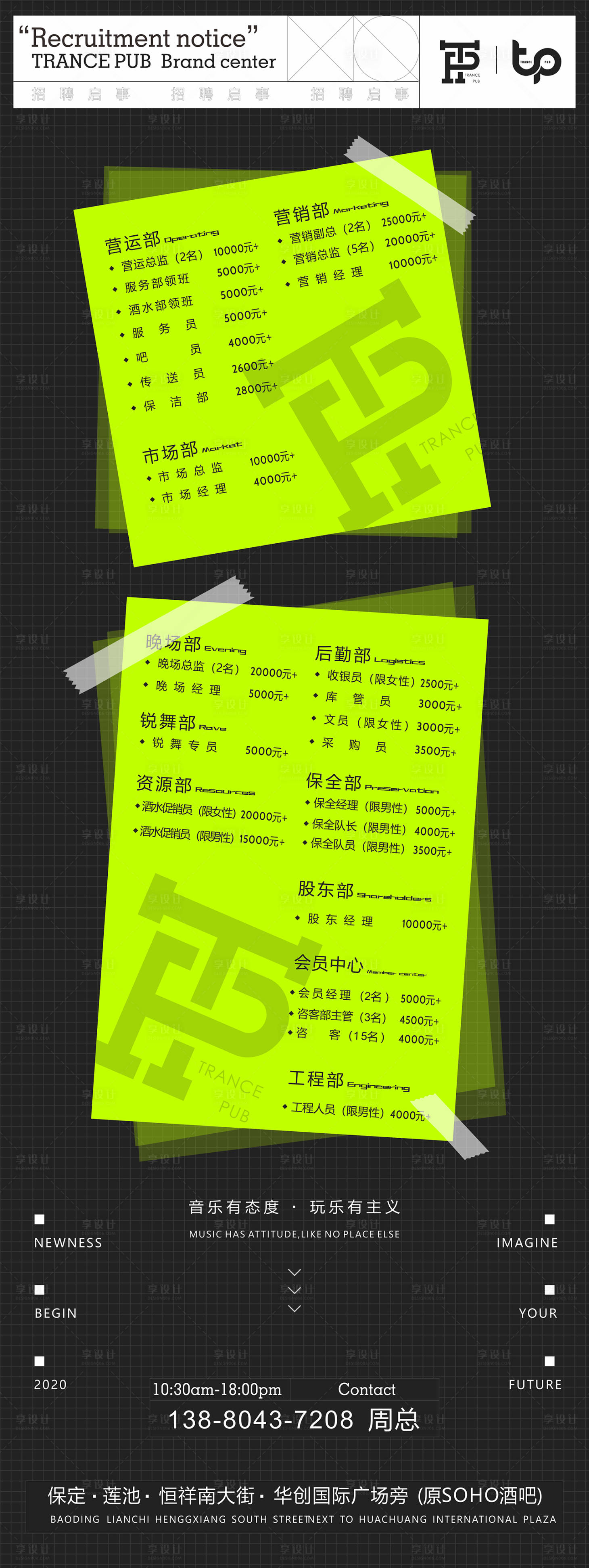 源文件下載【享設(shè)計(jì)】搜索編號：90420023022724070【酒吧夜店招聘長圖海報(bào)】