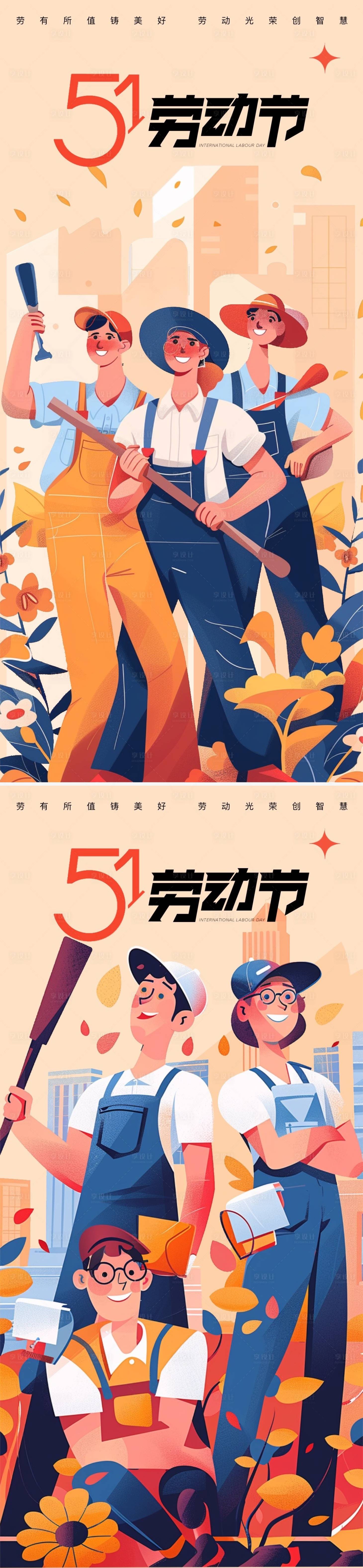 源文件下載【地產五一勞動節移動端海報】編號：49640023382544357