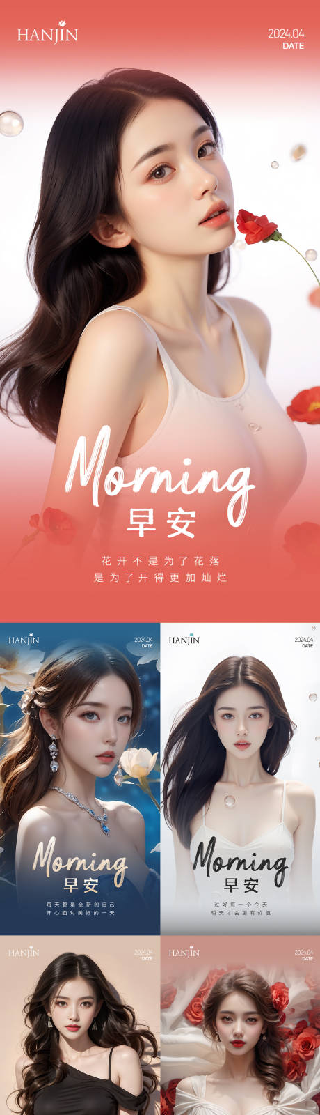 源文件下载【享设计】搜索编号：62790023002336690【医美早安图AI美女海报】