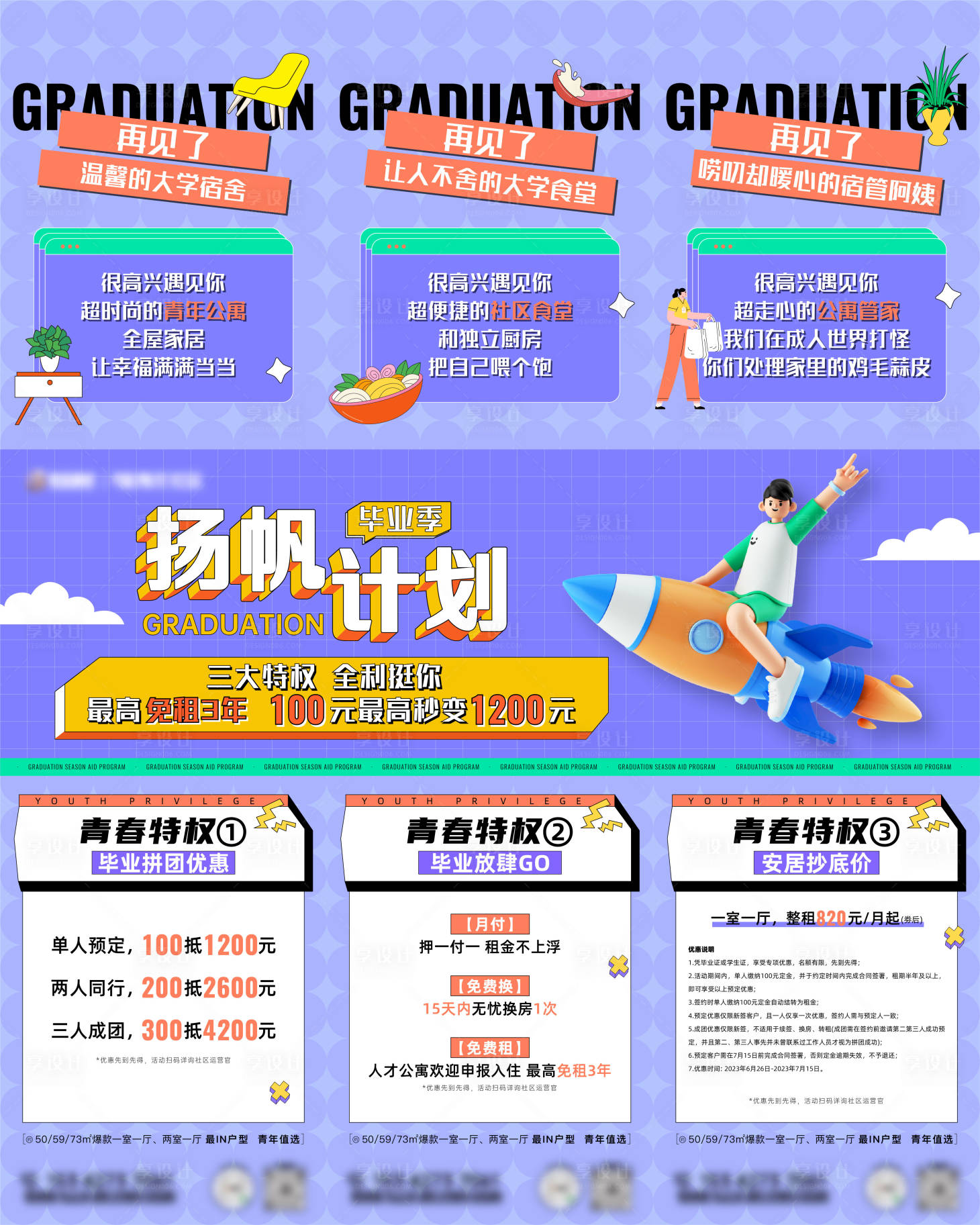 源文件下載【享設計】搜索編號：63200023170599476【房地產畢業季租房三宮格長圖海報】