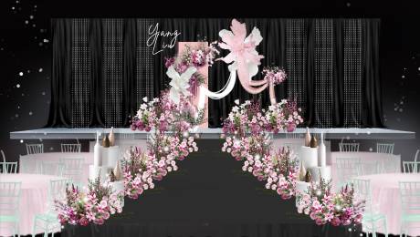 编号：32350023061216637【享设计】源文件下载-粉色纱幔婚礼效果图