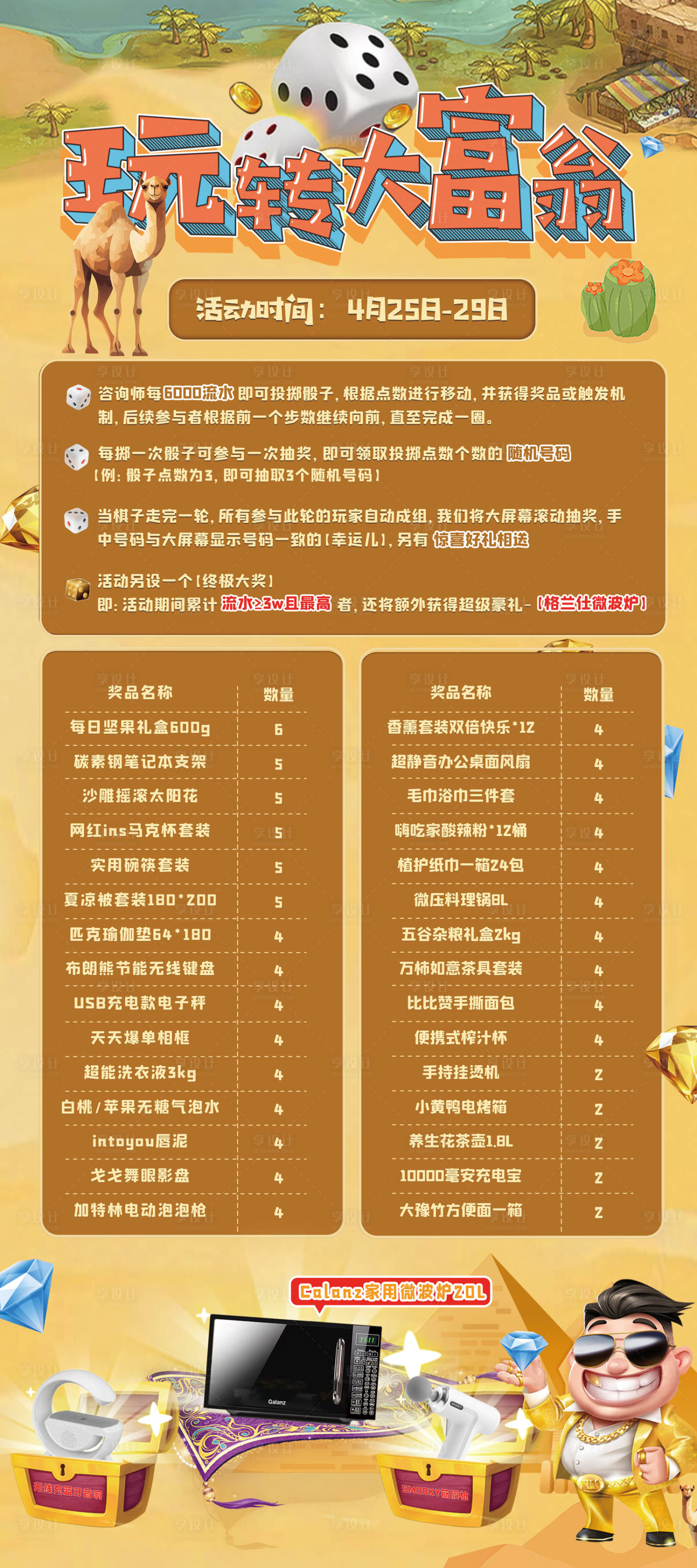源文件下載【享設計】搜索編號：49470023521521453【沙漠大富翁活動規則展架】