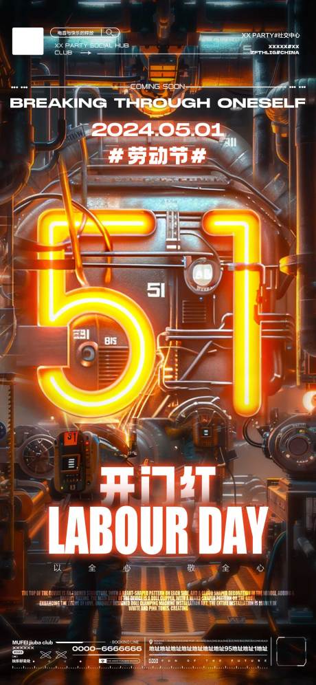 源文件下载【享设计】搜索编号：55520023373488182【酒吧五一劳动节传统海报】