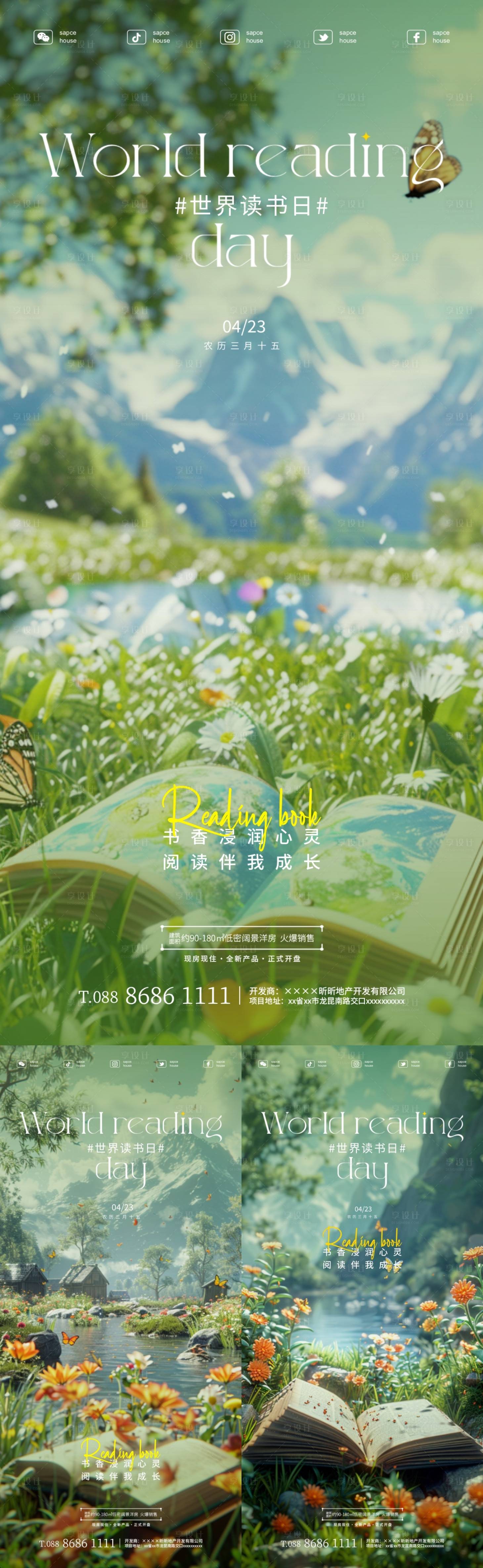 源文件下載【享設計】搜索編號：93910022980324390【世界讀書日海報】