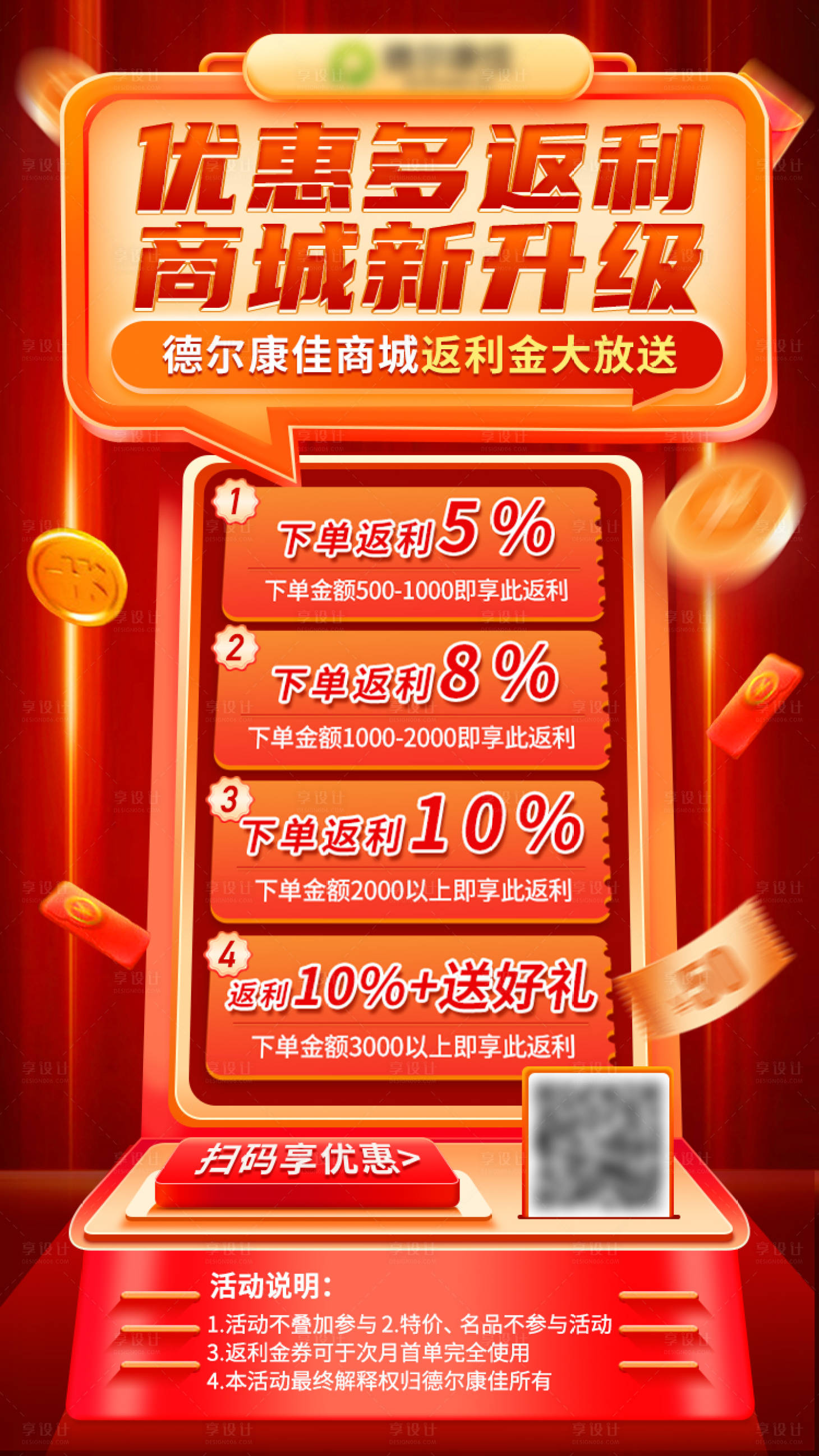 源文件下載【享設(shè)計】搜索編號：20010023603069278【紅包返利優(yōu)惠券海報】
