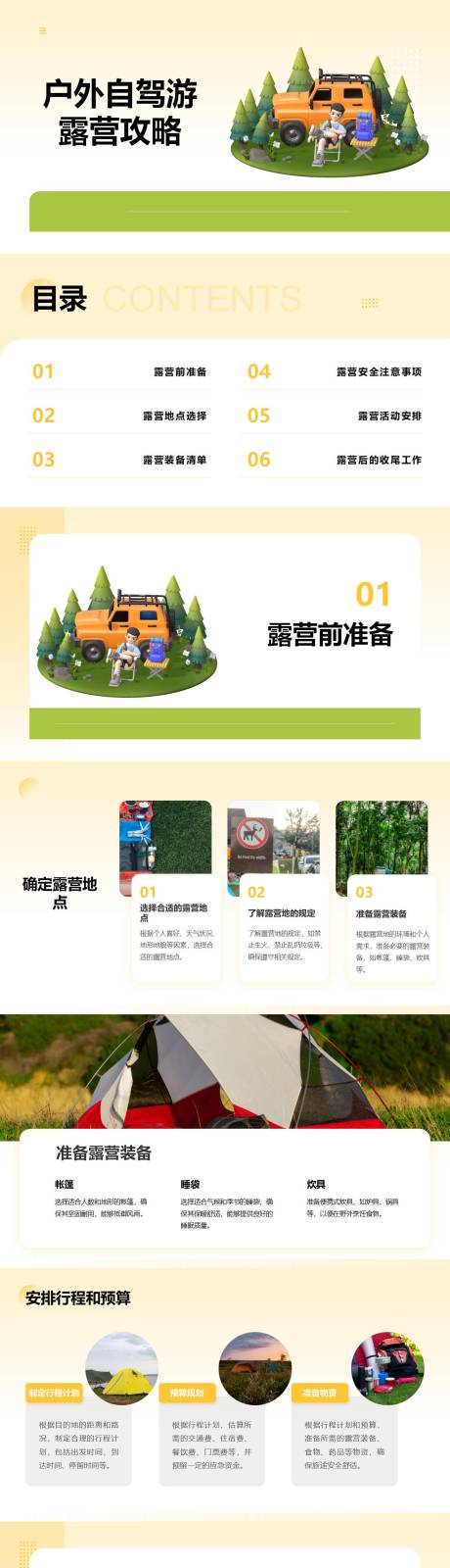 源文件下載【享設(shè)計】搜索編號：91150023646872037【戶外自駕游露營攻略PPT】