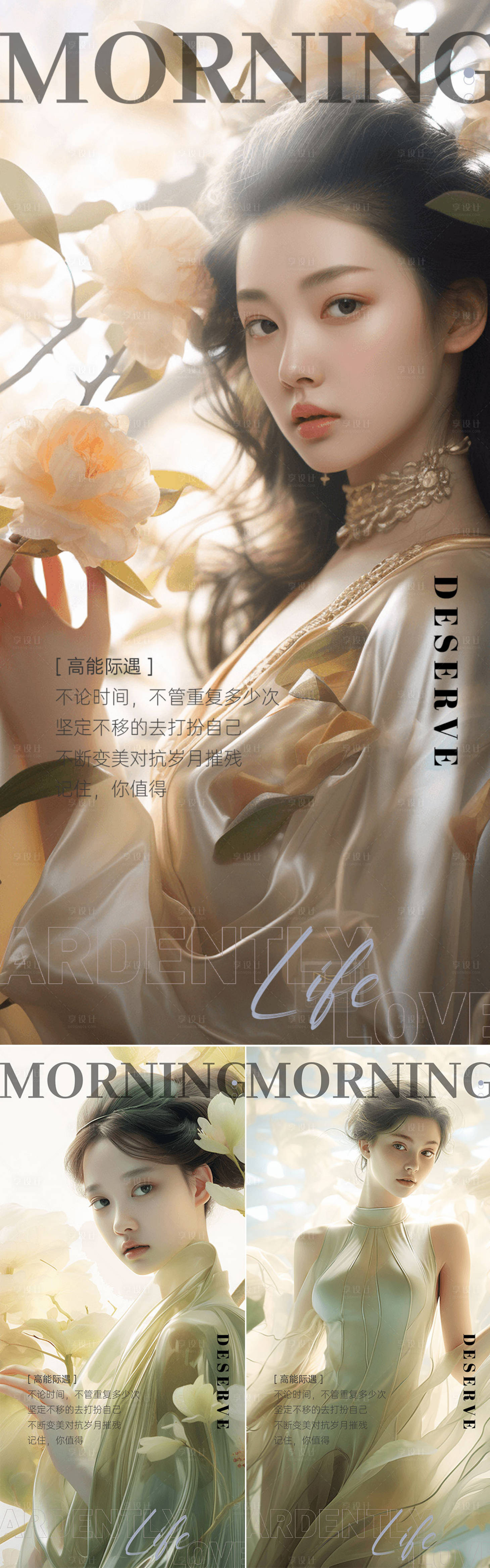 源文件下载【享设计】搜索编号：29550023373579084【医美早安系列海报】