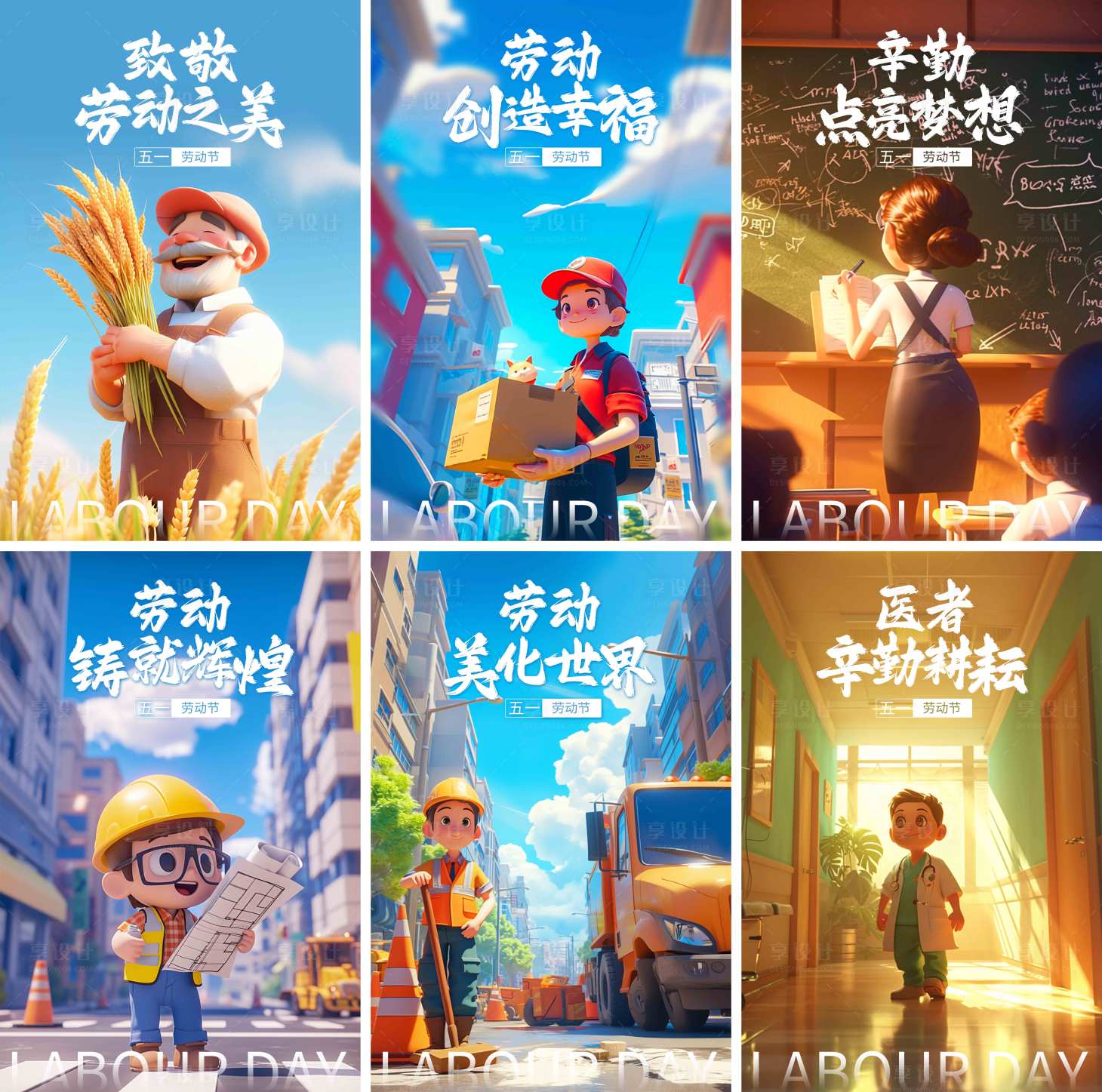 源文件下载【劳动节系列海报】编号：95550023621588117