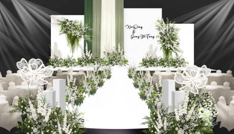 绿白小清新室内户外婚礼效果图-源文件【享设计】