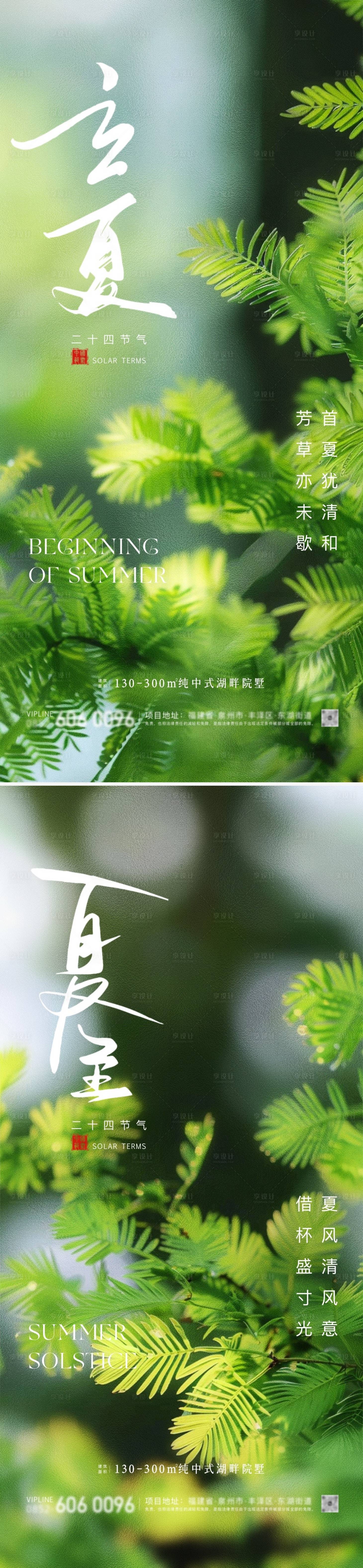 源文件下载【享设计】搜索编号：80950023524919761【立夏夏至节气植物清新海报】