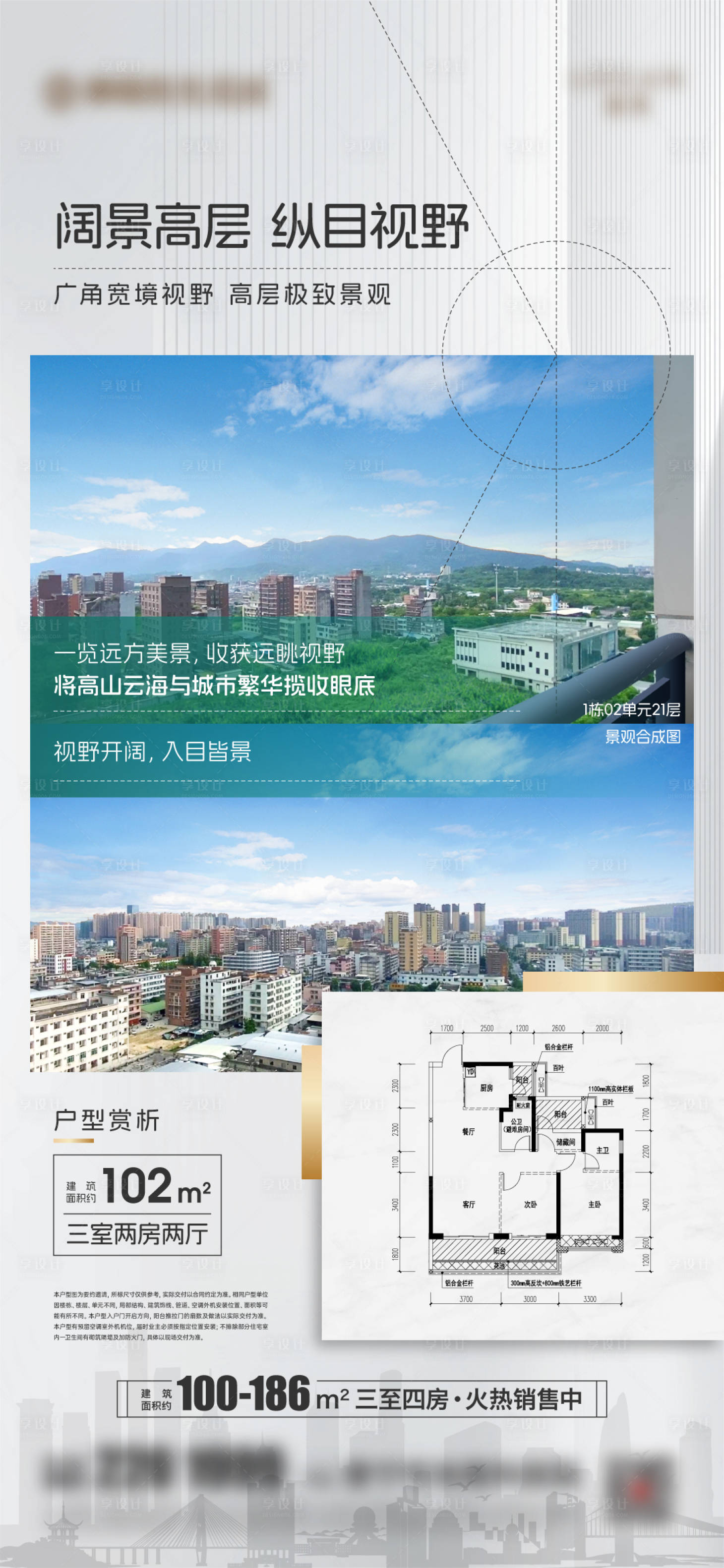 源文件下載【享設計】搜索編號：76370023217672502【高層視野戶型解析海報】