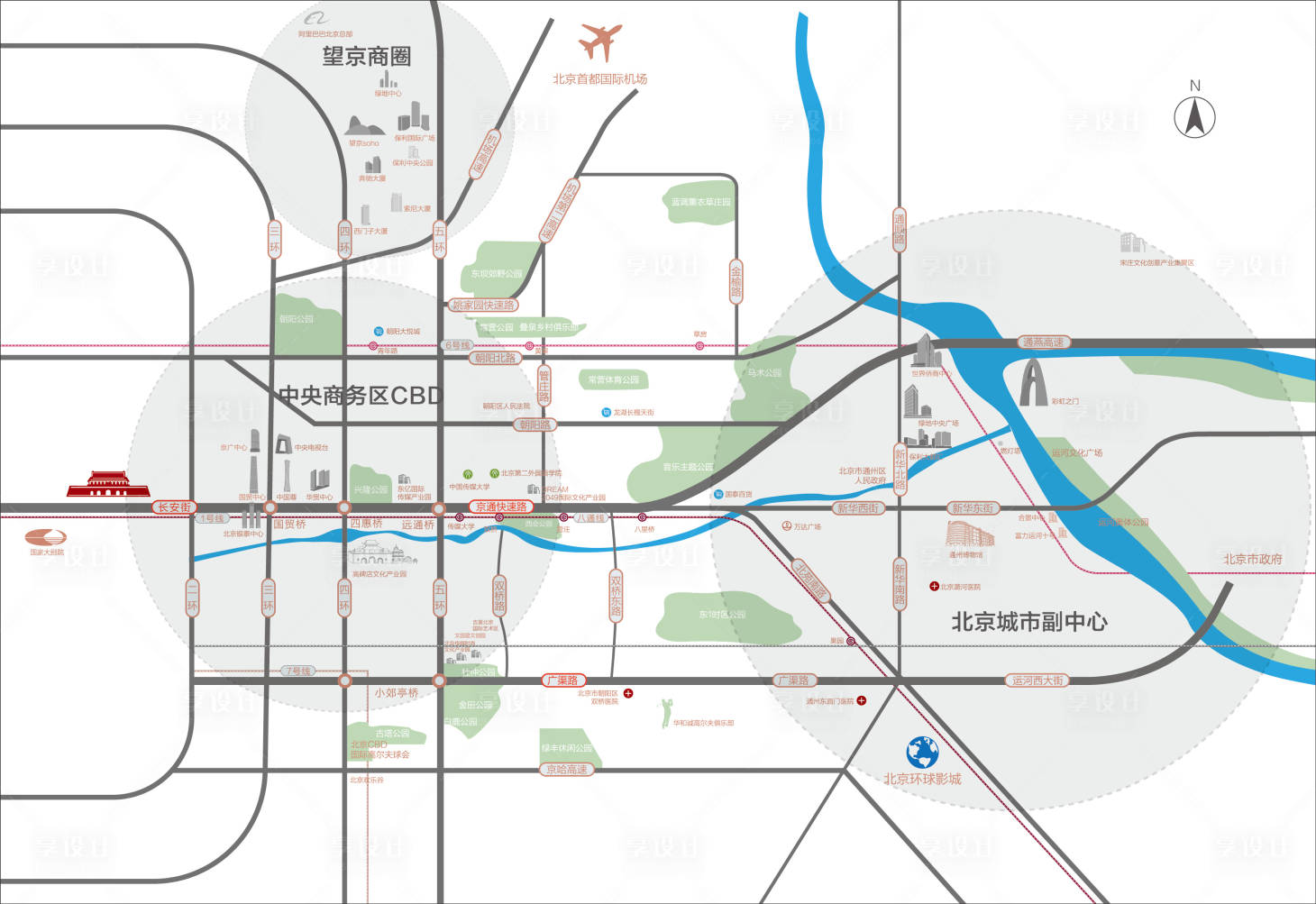 源文件下载【享设计】搜索编号：43560023808401595【北京区位图】