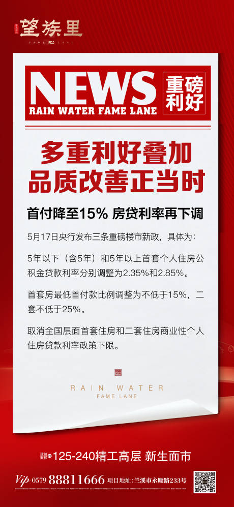 源文件下载【享设计】搜索编号：46990024009486314【今日头条地产降息政策海报】