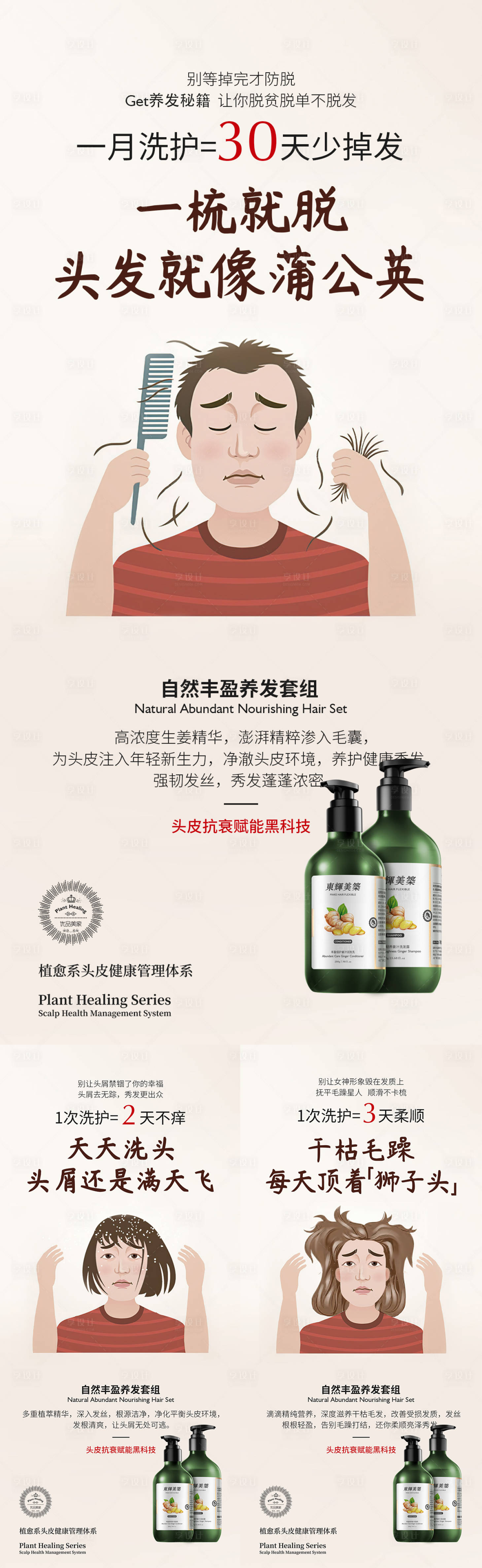 源文件下载【享设计】搜索编号：11570023877306263【洗护防脱造势宣传系列海报】