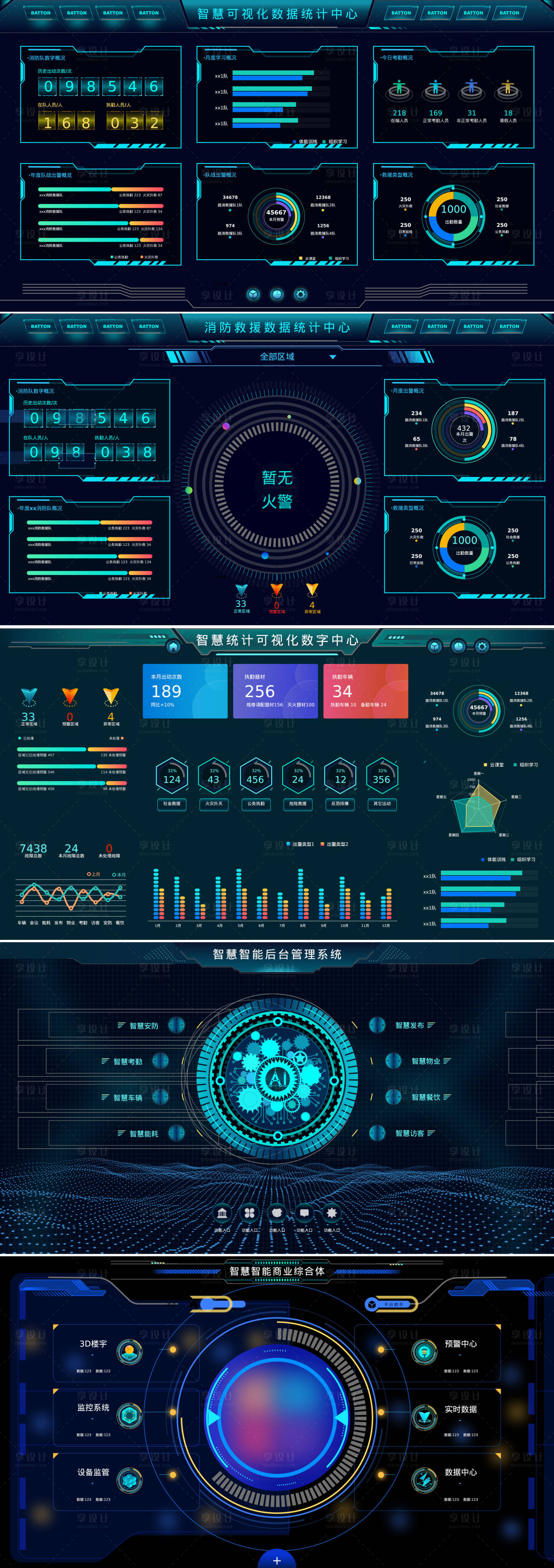 源文件下载【科技风可视化大屏UI设计】编号：69700023956914511