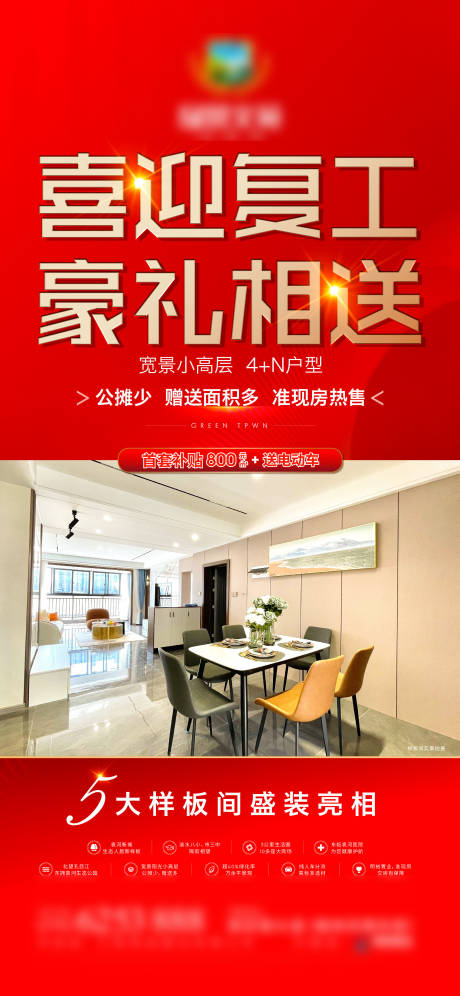 源文件下載【享設(shè)計】搜索編號：46900023960344466【地產(chǎn)復(fù)工福利海報】