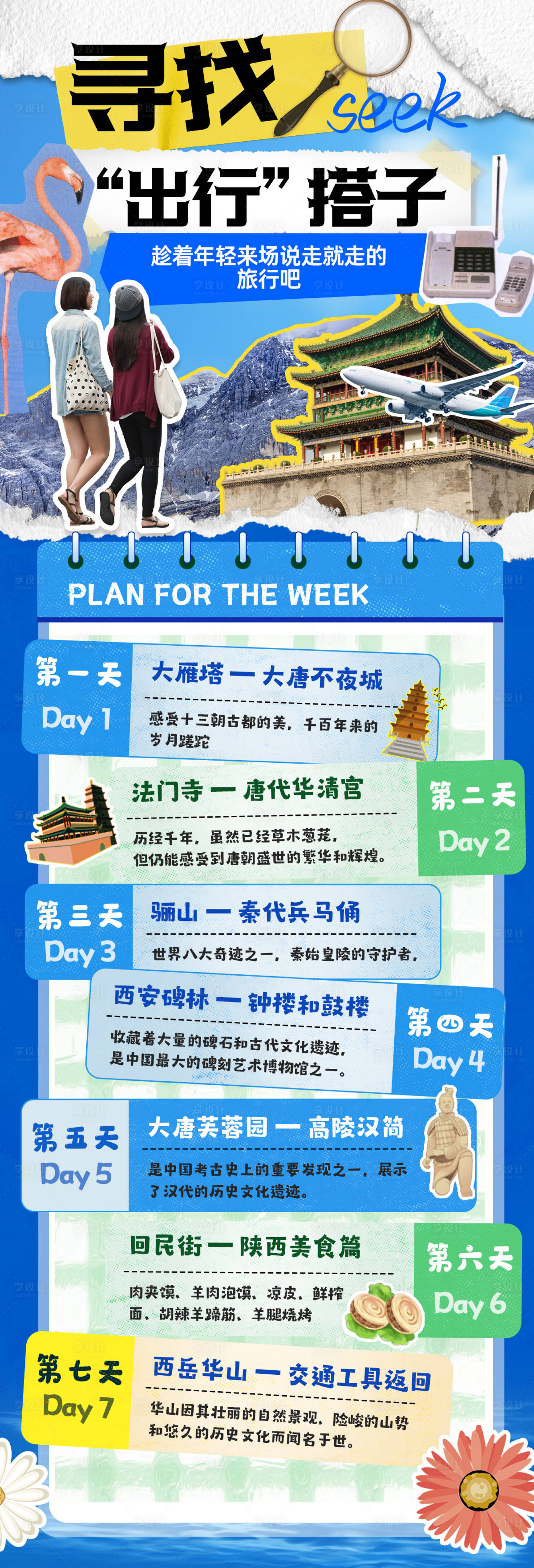 源文件下载【享设计】搜索编号：28800024161127485【西安旅游计划流程海报】
