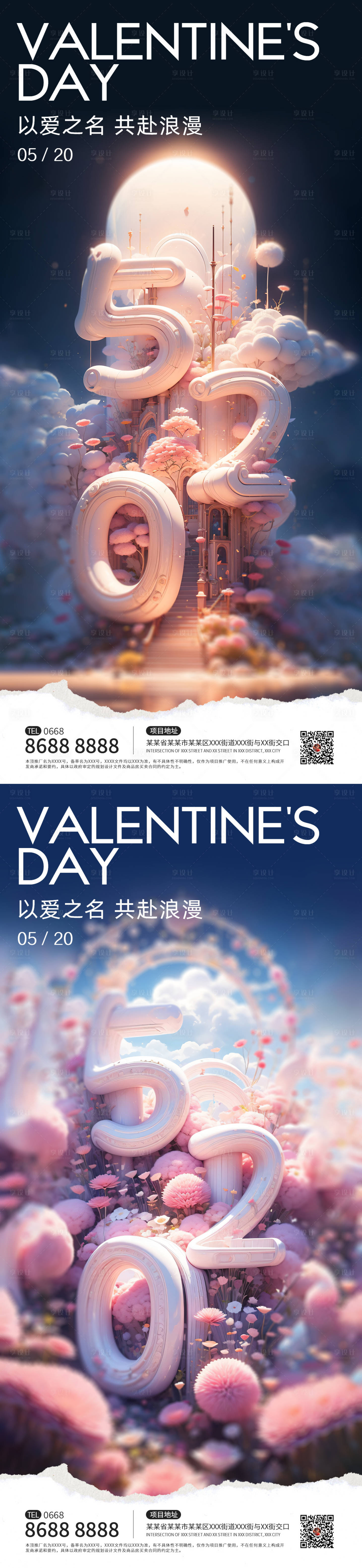 源文件下載【520情人節(jié)AI風(fēng)浪漫海報】編號：91240023879529835