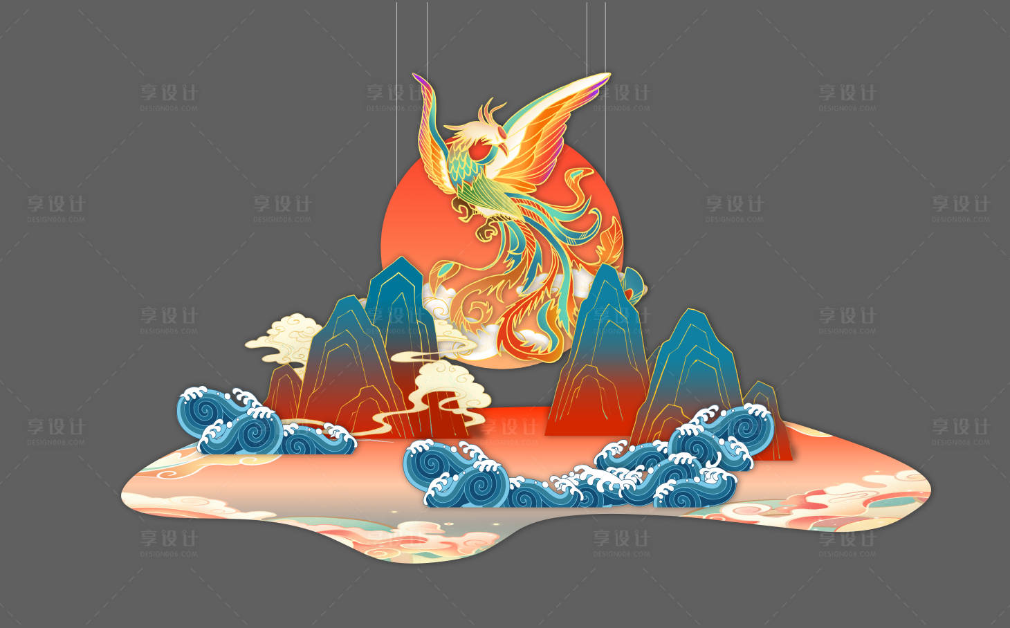 源文件下载【享设计】搜索编号：39410024152498871【凤凰国潮美陈DP点】