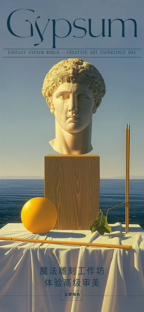 源文件下载【享设计】搜索编号：57450024010797169【石膏工作坊活动报名海报】