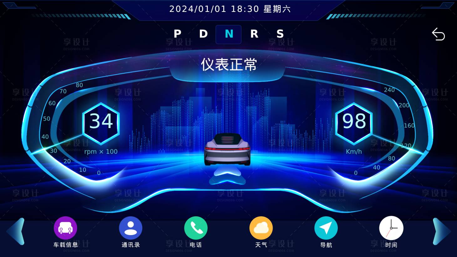 源文件下载【车载科技仪表盘UI设计】编号：38380024079292230