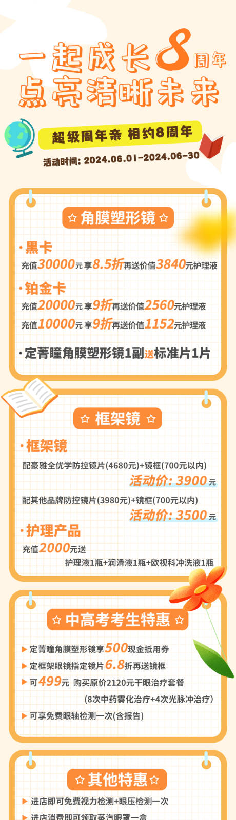 源文件下载【黄色背景周年庆眼镜店活动海报长图】编号：65360024231779220