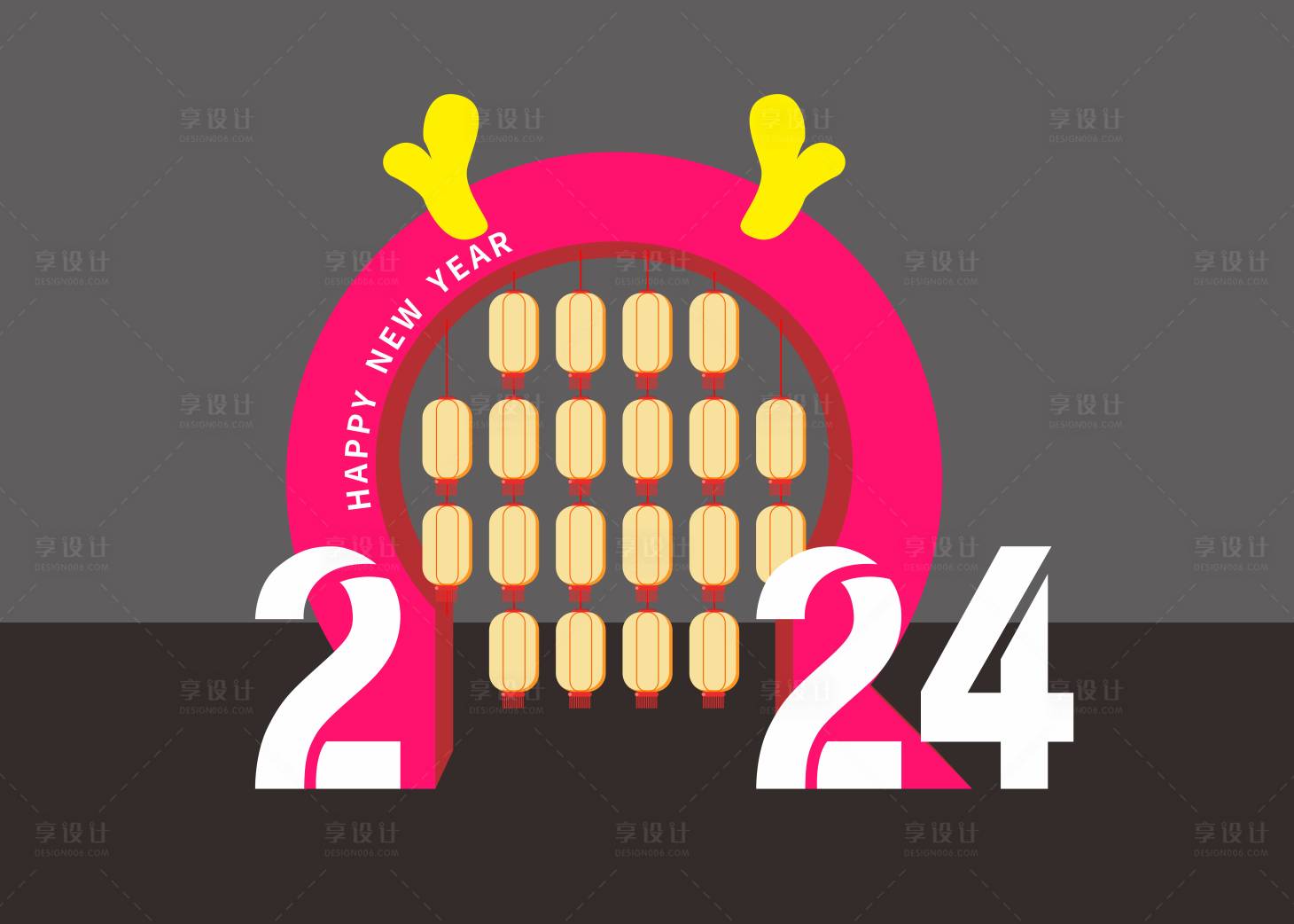 源文件下载【享设计】搜索编号：63110023663287723【2024圆形灯笼墙】