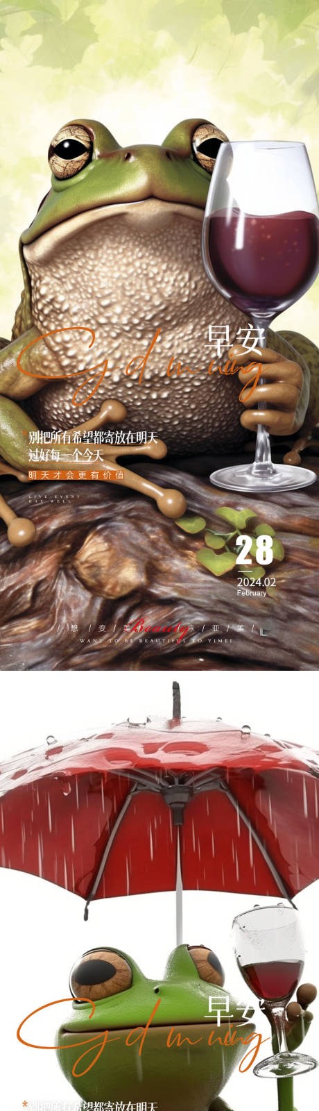 医美夏天早安拟人有趣海报