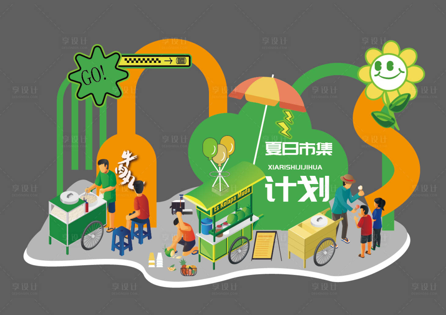 源文件下载【享设计】搜索编号：89660023804323258【夏日市集计划门头展板】