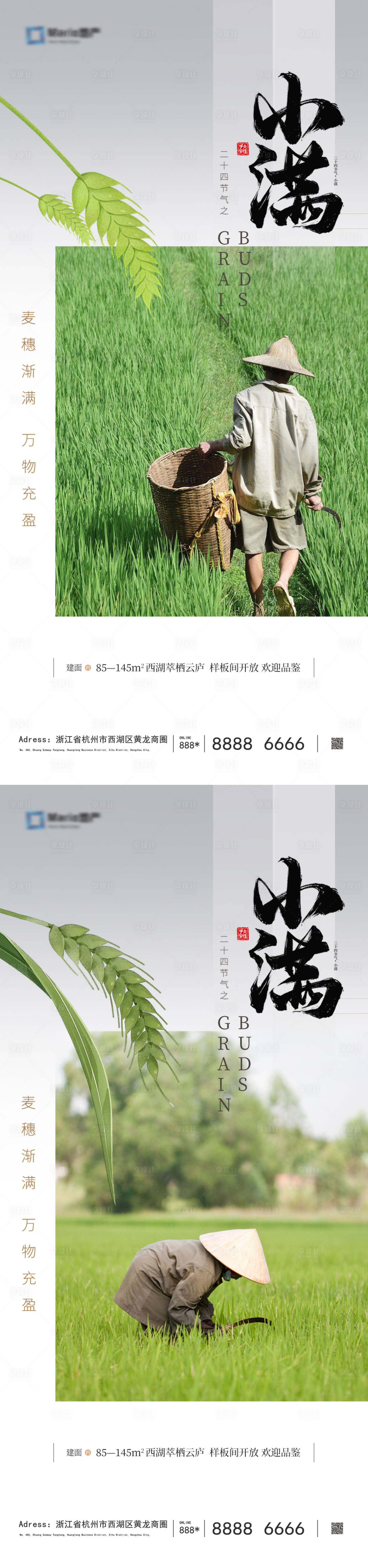 源文件下载【享设计】搜索编号：88540023873019190【小满节气系列海报】